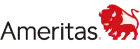 Black 'Ameritas' text with a red buffalo graphic to the right, featuring a white patch on its side. The buffalo is stylized and appears in motion.