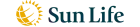 Stylized yellow sun with rays on the left and 'Sun Life' in dark blue font on the right.